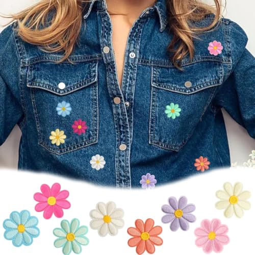 16 Parches De Flores Para Planchar, Bonitos Parches De Margaritas, Parches De Costura Para Bolsos, Chaquetas, Jeans, Ropa, Parches De Bricolaje, 1.6 X 1.65 Pulgadas Ancho X Alto