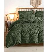 Nanko Queen Size Duvet Cover Set – Green Floral/Bird Print, 3-Piece Microfiber, Zipper & Corner Ties, 90x90 Inches