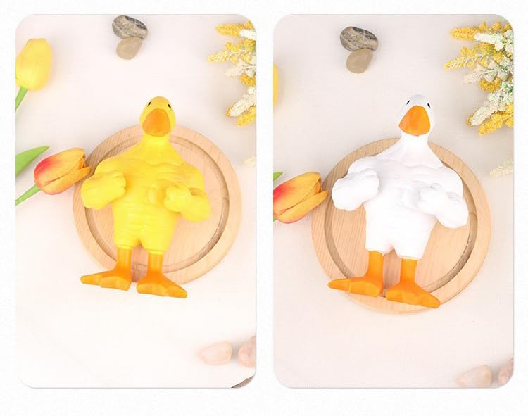 Estatua de Pato Musculoso Amarillo para Decoración Hogar miniatura 5