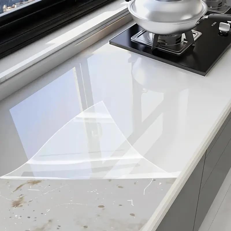 Transparent Furniture Protective Film Heat Resistance Gloss Table Top Cloth Mat Self-Adhesive Stickers Clear for Wood Table Kitchen Countertop Anti-Oil 60cm X 200cm-image-16