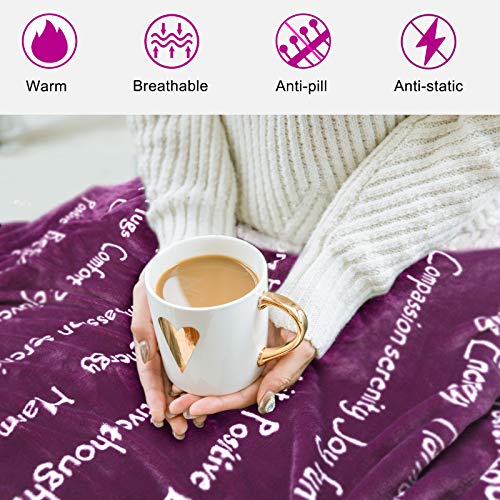 Cima Healing Positive Blanket, Gift For People Need Hug Strength Company, Thoughts Positive Energy Love & Hope & Fluffy Comfort (50 X 60 Inch Purple) #TOP3