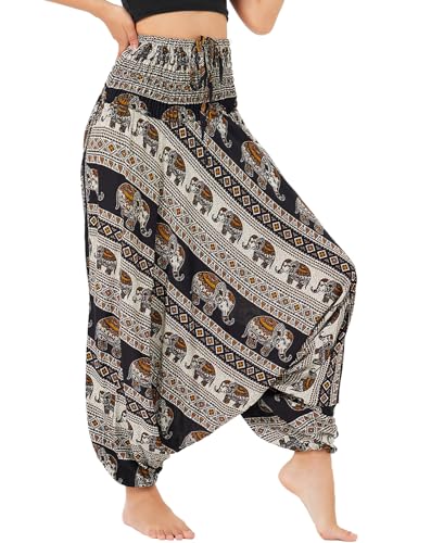 Mono estampado con hombros descubiertos mameluco holgado y fresco de verano