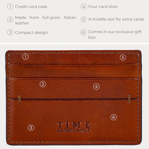 Image of Time Resistance Credit Card Case - Leather Business Card Holder - Italian Handmade Card Organizer