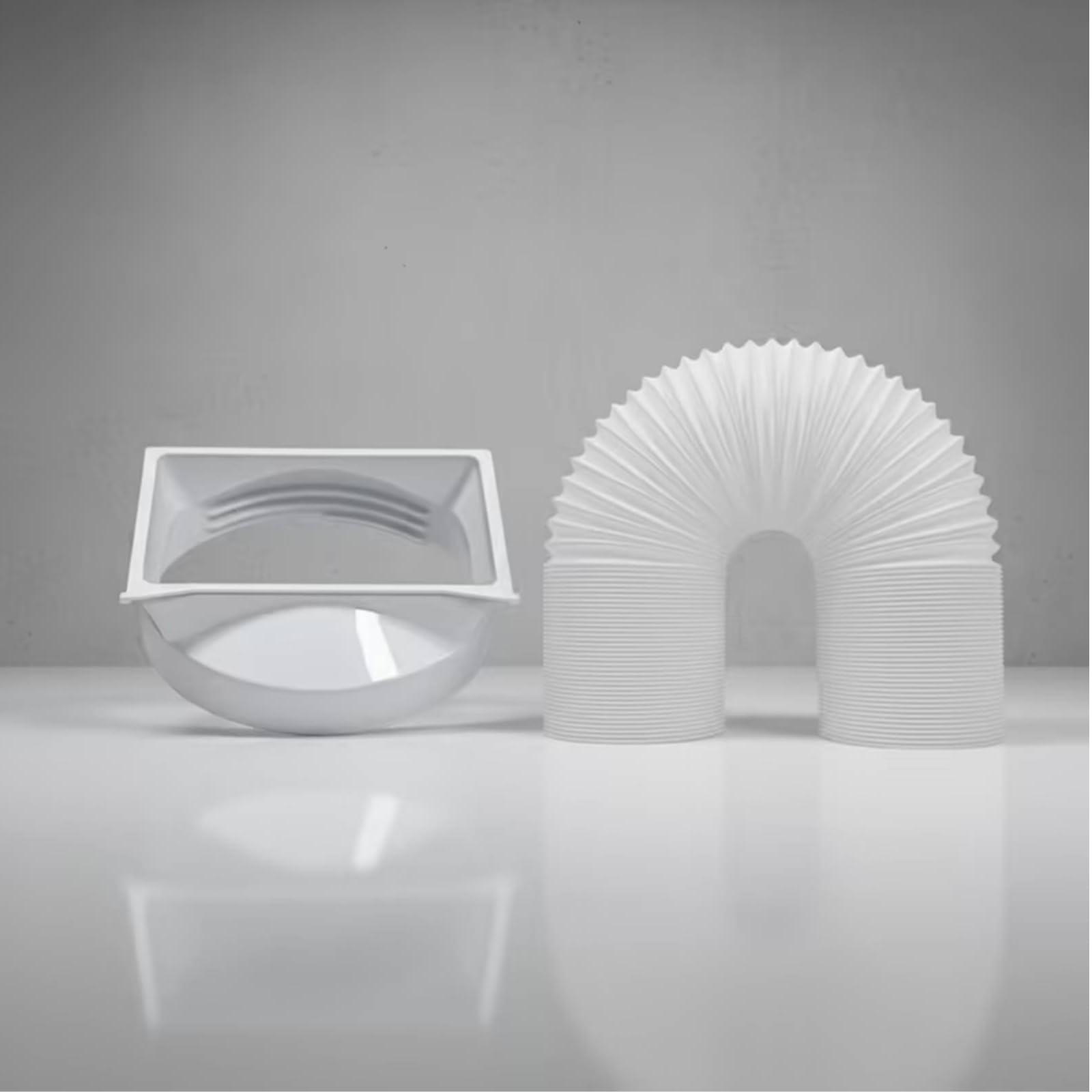 Abluftschlauch mit Adapter Weiß Abluftschlauchadapter Abluftschlauchkupplung für Fensterabdichtung, 2 Meter