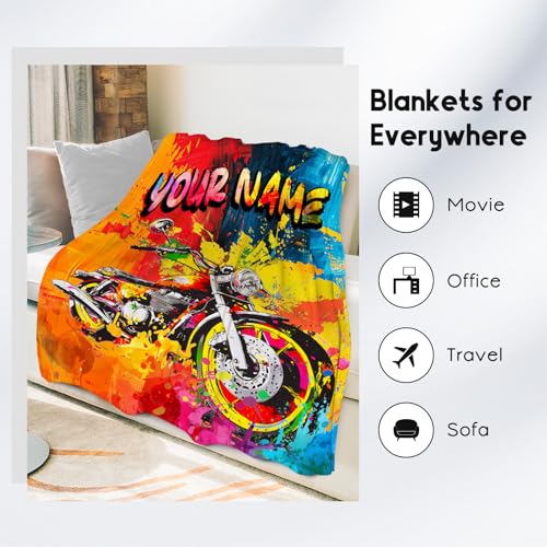 Boys Blankets - Custom Motorcycle Blanket Gifts for Toddlers Kids - Comfy Lightweight Flannel Throw for Couch Room Decor - 4 Sizes