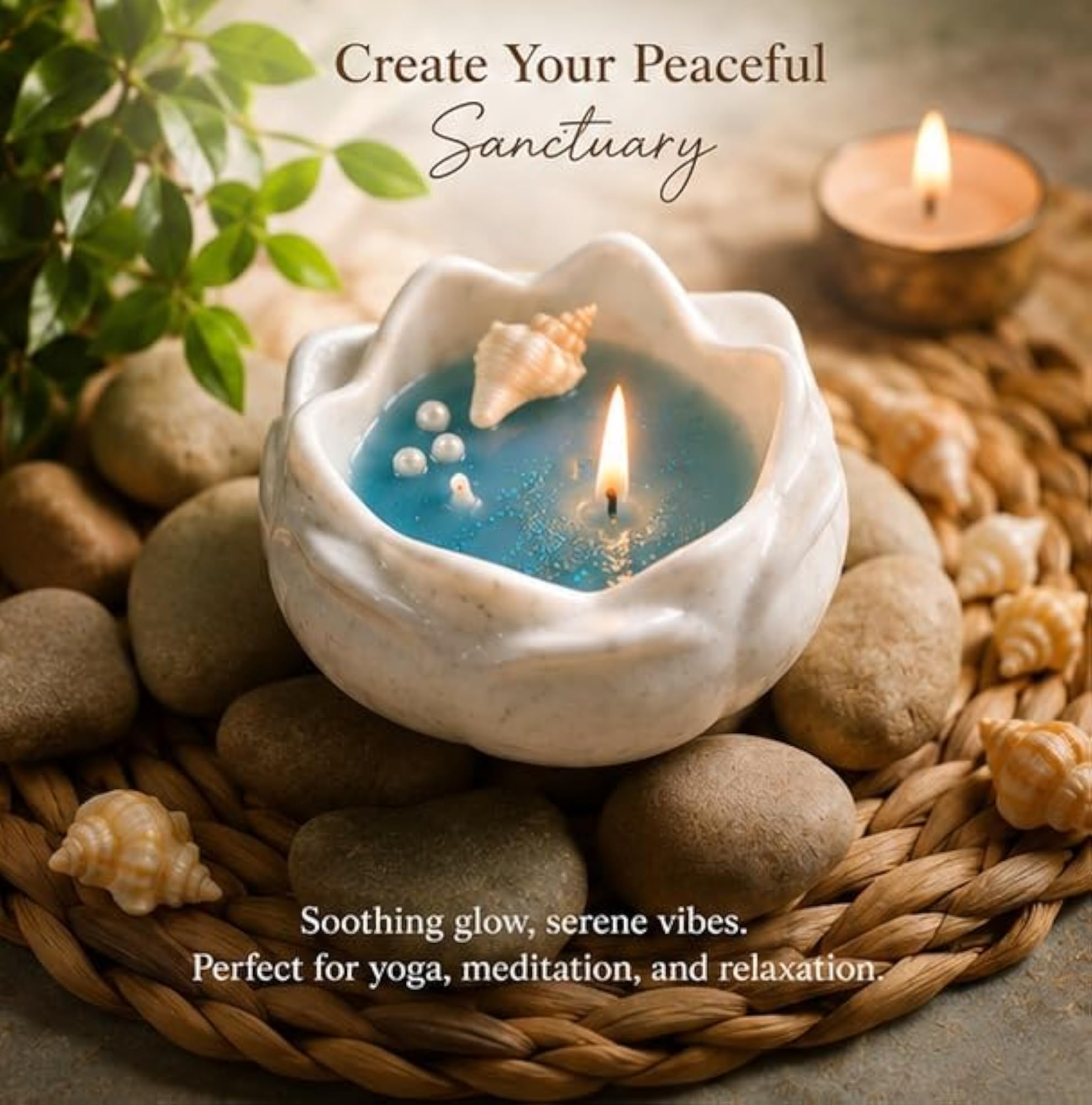 Lotus Shell Candle, Marble Finish Decorative Gift