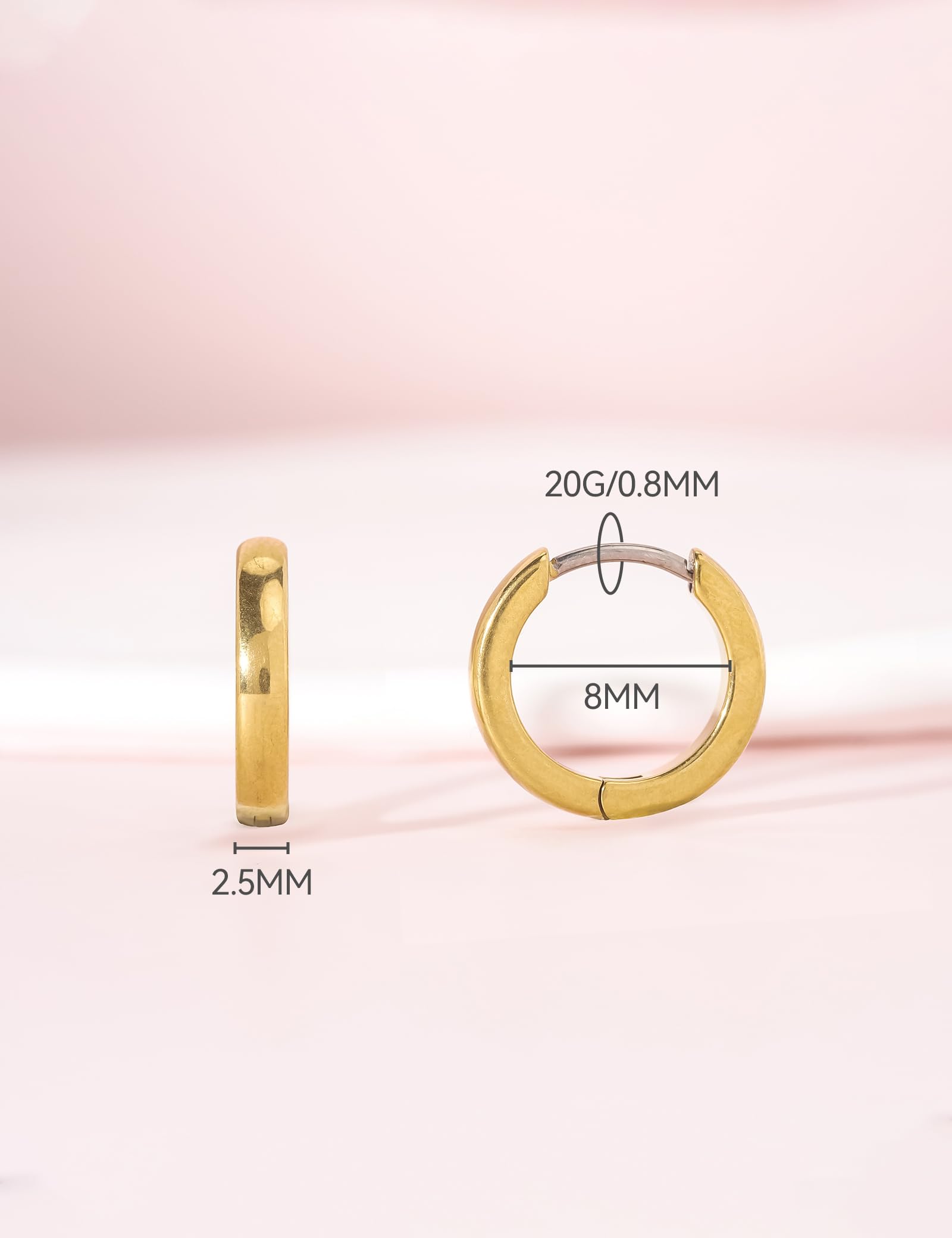 Limerencia Pendientes de aro hipoalergénicos de titanio puro G23 para mujeres y niñas con orejas sensibles.