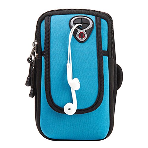 YaJaMa Waterproof Armband Jogging Outdoor Sports Climbing Running Arm Bag Cellphone Pouch Purse Wallet (Light Blue)