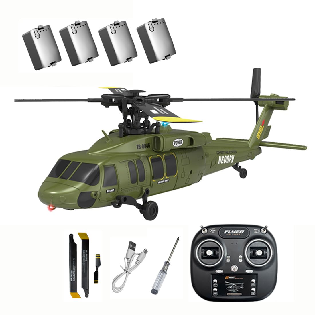 SkyPlayoRC K2000 UH-60 RC Helicopter for Black-Hawk, 2.4GHz 6CH