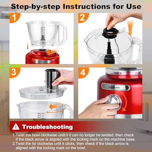 Homtone-16-Cup-Food-Processor-French-Fry-Cutter-Food-Processors-9-Functions-7-Blades-for-Shredding-Slicing-Doughing-Emulsfying-and-Meat-Vegetable-Chopping-for-Home-Use-3-Speeds-600W-Red