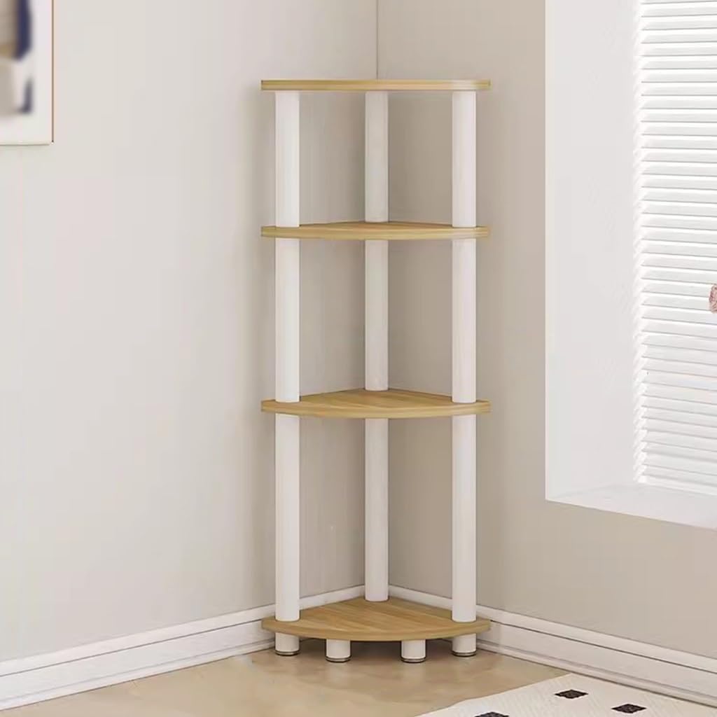 Corner Shelf Unit Triangle Wall Corner Bookshelf for Bedroom Study Room,Display Shelves Storage Sundries,Standing Shelf Unit with Steel Frame ()