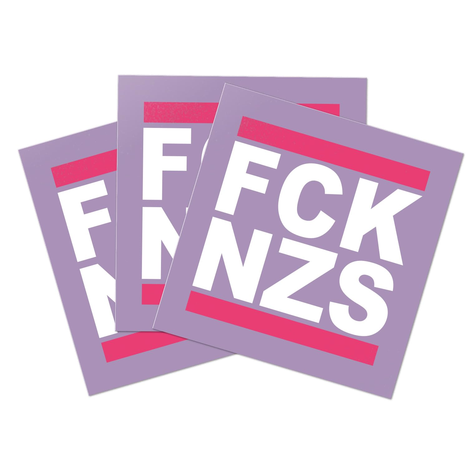 Pegatinas de colores FCK NZS 7,4x7,4 cm lila para exteriores