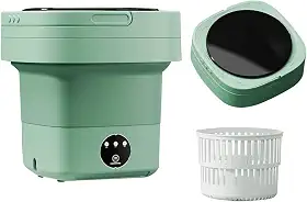 Pequena máquina de lavar portátil, mini lavadora de 6,5 L de alta capacidade com 3 modos de limpeza profunda para roupas íntimas, roupas de bebê ou itens pequenos, máquina de lavar dobrável para apartamentos, acampamento, viagem (verde)