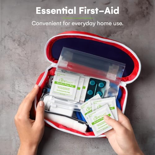 Image of Care Touch 100-Pack Alcohol Wipes - Individually Wrapped Alcohol Prep Pads with 70% Isopropyl - Sterile 2-Ply Antiseptic Swabs for First Aid Kits, Cleaning, Travel and Everyday Use