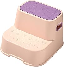 Vaveren Banquinho de degrau, banquinho de toalete, banquinho de degrau portátil para crianças, banquinho de dois degraus, para banheiro, pia de, ROSA