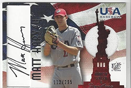 Matt Harvey Autographed Junior Signatures Serial Numbered #112/295 National Game Used Jersey Memorabilia Collectible Baseball Card - 2007 USA Baseball Card #AJ-38 (Orioles) Free Shipping