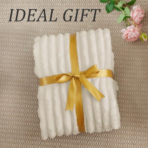 Image of BEDELITE Ribbed Fleece Throw Blanket for Couch, Beige, 50 inchx70 inch | Ultra-Soft Plush Fleece, Warm Yet Lightweight, Ribbed Texture, Home Decor, Machine Washable, Giftable, All-Season Use