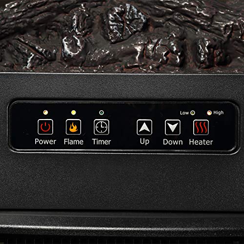 Outdoor Basic Infrared Quartz Electric Fireplace Stove with Realistic Flame 12h Timer Portable Space Heater with Thermostat Overheating Protection