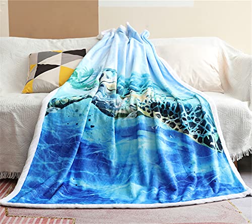 Sviuse Sea Turtle Fleece Blanket 3D Sea Turtle Throw Blanket For Women, Men And Kids Super Soft Sea Turtle Blanket Throw Gifts For Turtle Lovers (50" X 60", Turtle 1) #TOP2