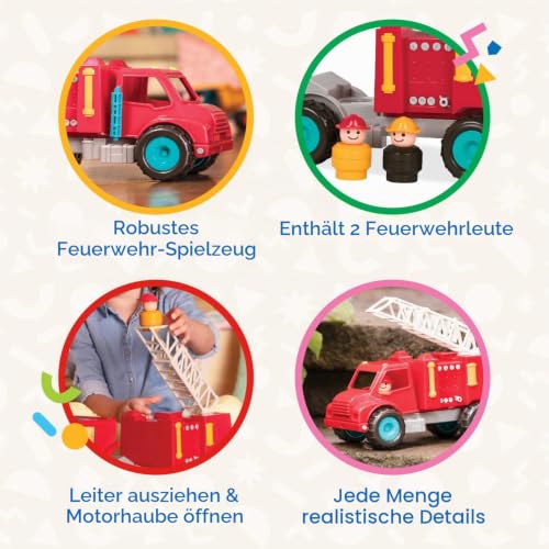 Battat Feuerwehrauto – Spielzeug-Feuerwehrwagen mit beweglicher Leiter – Ansicht 3