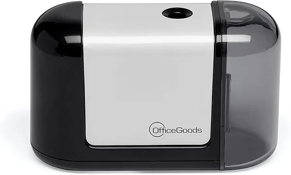 OfficeGoods Mini-Pro Electric Pencil Sharpener - Cordless Portable Sharpener - Battery Operated - Compact & Powerful for Home, Office & School - Black