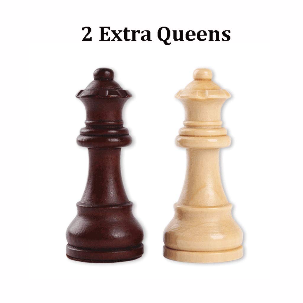 Set di Scacchiera Pieghevole, Set di Scacchi magnetici in Legno, 2 Regine Extra, con Slot per riporre i Pezzi del Gioco, Set di Scacchiera da Viaggio Portatile