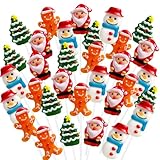 Christmas Candy Gift Lollipops Suckers 32 Pack, Santa, Snowman, Christmas-Tree, Gingerbread Man Shaped Lollipops Candy Individually Wrapped Bulk, Stocking Stuffers and Party Supplies, 4 Fruit Flavors