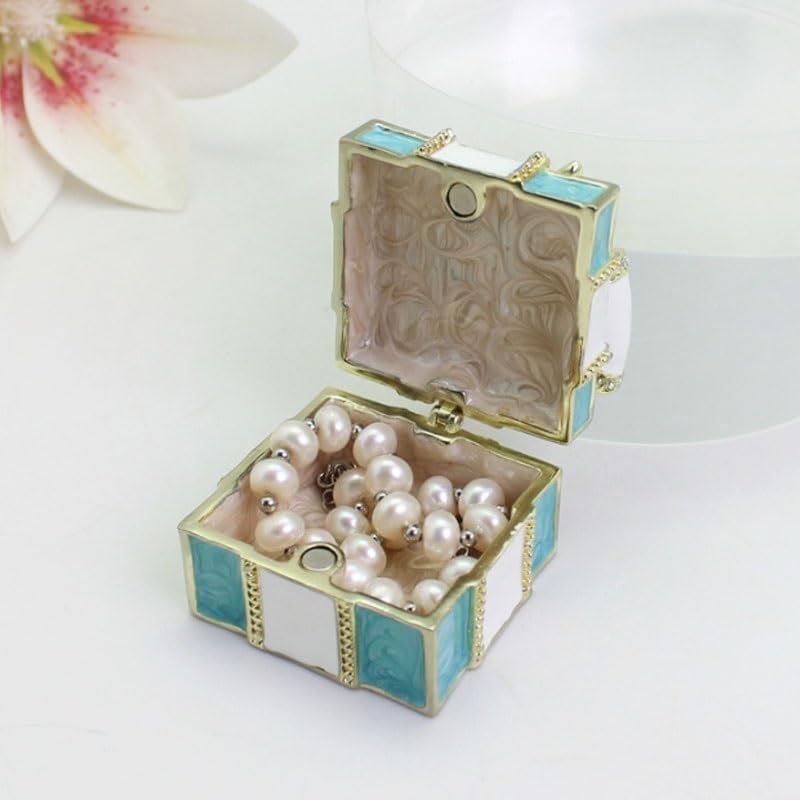 Contenitore for gioielli in metallo con fiocco smaltato, anello regalo(Style2)