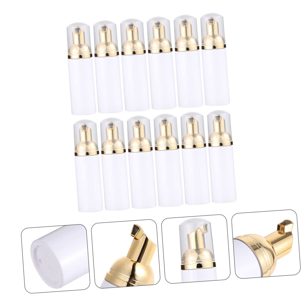 FRCOLOR 60 Piezas Botella De Espuma De Plástico Cama De Pestañas Contenedores De Viaje Para Artículos De Tocador Botellas De Espuma Limpiador De Pestañas Botella Vacía Golden La Mascota
