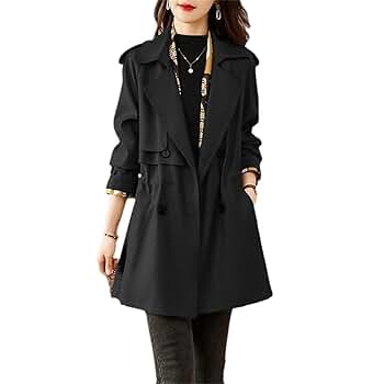 ジャケット・アウター Lawgy curl double breastedbelt pointcoat Amazon.com: Trench Coat For Women Spring Autumn Double