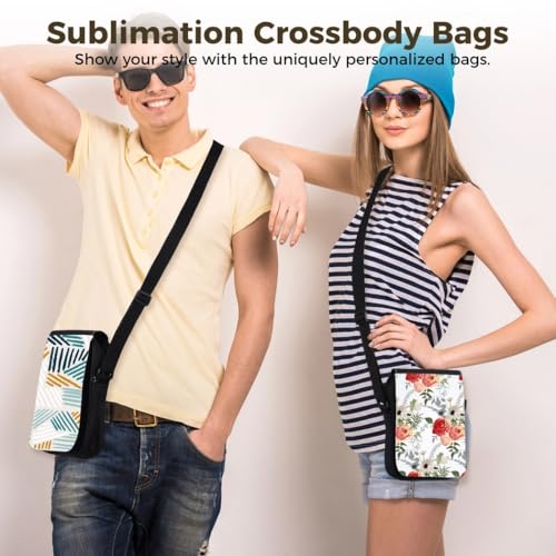 Adjustable Messenger Bags With Zippers For School, Work, Travel, 2 Pcs Sublimation Crossbody Bags, Blank Crossbody Bags For Diy, Printable Polyester Shoulder Bags, 9.4×7.1"3