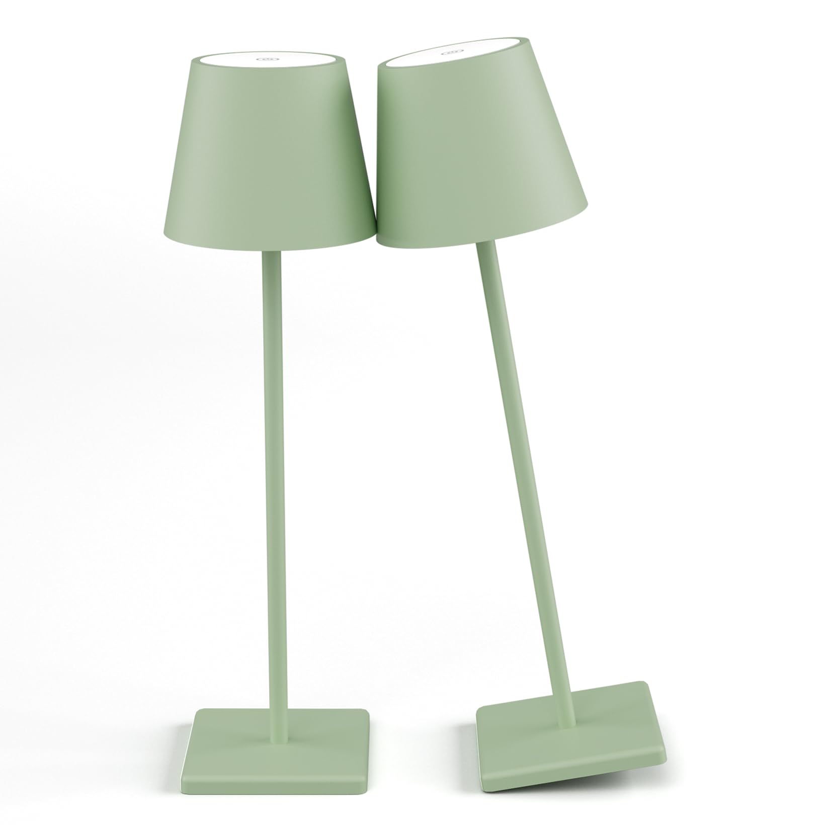 2-Pack LED Cordless Table Lamp, Rechargeable Battery Desk lamp 3W 5500mAh Battery Operated Stepless Dimming Modern Portable Table Light for Restaurant/Bedroom/Outdoor IP54 Waterproof (Green)