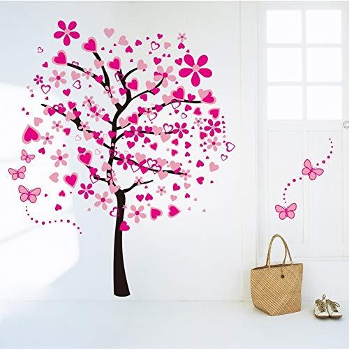 Vinilo decorativo removible grande flores corazón rosa miniatura 2