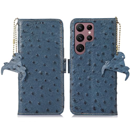 Housse cuir Samsung S25 Ultra étui portefeuille bleu idéal pour voyager