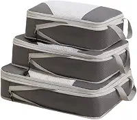 Kit Organizador De Mala Para Viagem Bordo Bagagem Roupas Necessaire Armazenamento Leve Prático Compressão 3 Peças Com Alça De Mão Pendurar - ZAFIN