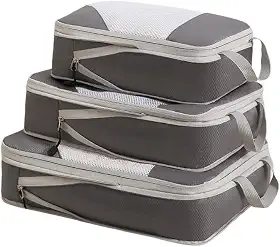 Kit Organizador De Mala Para Viagem Bordo Bagagem Roupas Necessaire Armazenamento Leve Prático Compressão 3 Peças Com Alça De Mão Pendurar - ZAFIN
