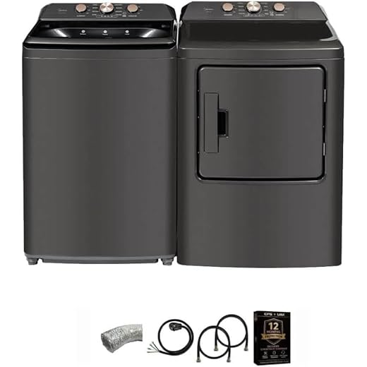 Midea MLTW41A1BGK1 Top Load Washer and Electric Dryer Laundry Pair Bundle 4.1 Cu Ft Washer 7 Cu Ft Dryer with Vent Pow