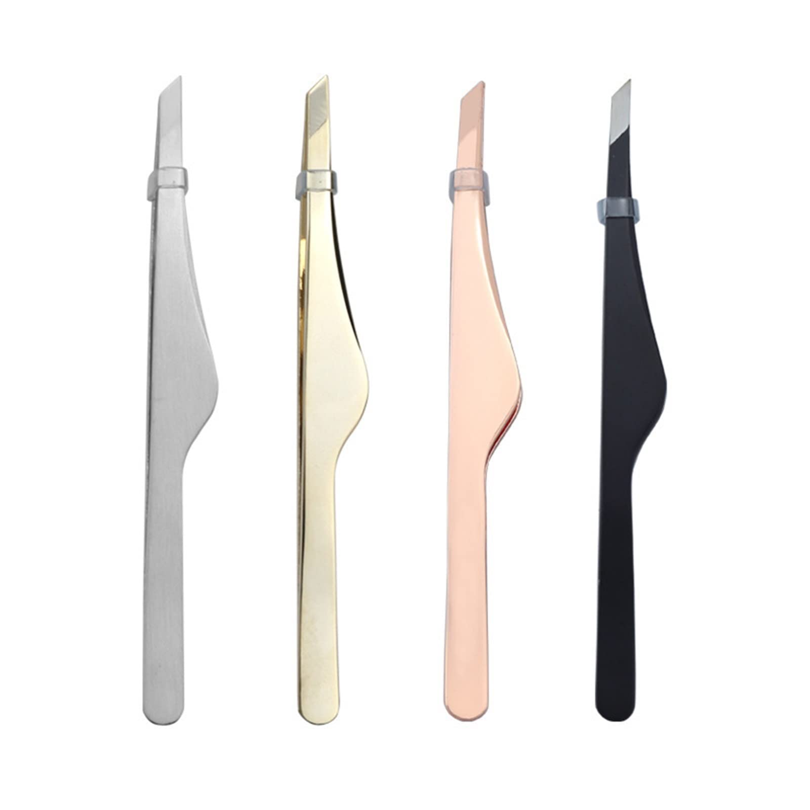 JINGYAN Pęsety Professional Slanted Stainless Steel Hair Removal Clip Eyebrow Face Remover Tweezers Plucking Makeup Tools(Pink)