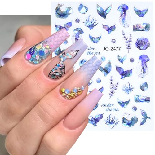 Kzbtrbt AD-748 6Sheets Dreamy Mermaid Tail Nail Stickers thumb #2