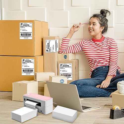 Image of Phomemo Genuine 4x6 Thermal Shipping Labels for Phomemo Shipping Label Printer, 500 Fanfold Labels, Strong Adhesive Commercial Grade Direct Thermal Labels for Shipping, Barcodes, USPS, UPS and FedEx
