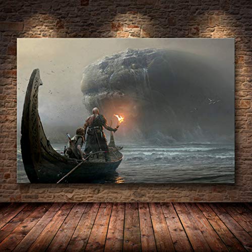 PHhomedecor Sin Marco Cuadros 50X60Cm - God of War HD Juego De Personajes Pósters Y Lienzo De...
