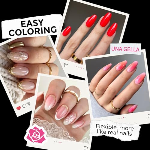 Image of UNA GELLA Medium Oval Fake Nails Pre-shape 216pcs Round Gel Nail Tips Press on Nails for Full Cover Acrylic Round Oval Full Nails False Nails 12 Sizes False Soft Gel Tips