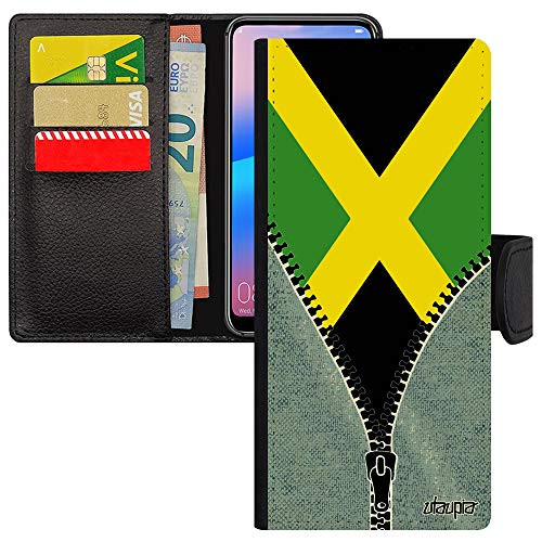 Coque Samsung Note 20 Ultra avec rabat porte-cartes motif drapeau Jamaïque en jeans