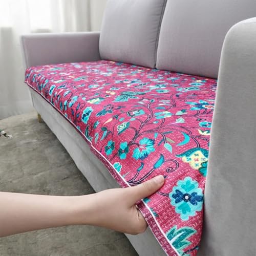 Image of Homerz Premium 3 Seater Velvet Sofa Panel Cover with Digital Prints | Anti-Slip Backing (Lalbagh, 3 Seater)