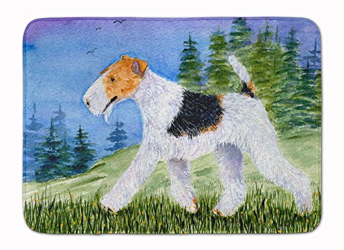 Caroline's Treasures SS8599RUG Fox Terrier Machine Washable Memory Foam Mat, Bathroom Rug, Non-Slip Bath Mat, Durable Thick Washable Rugs for Kitchen, Bathroom Quick Dry, Decorative Artwork,