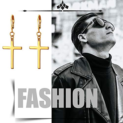 Dangle Stud Earrings,Flongo Men's Womens Stainless Steel, Gold, Size No Size #TOP4