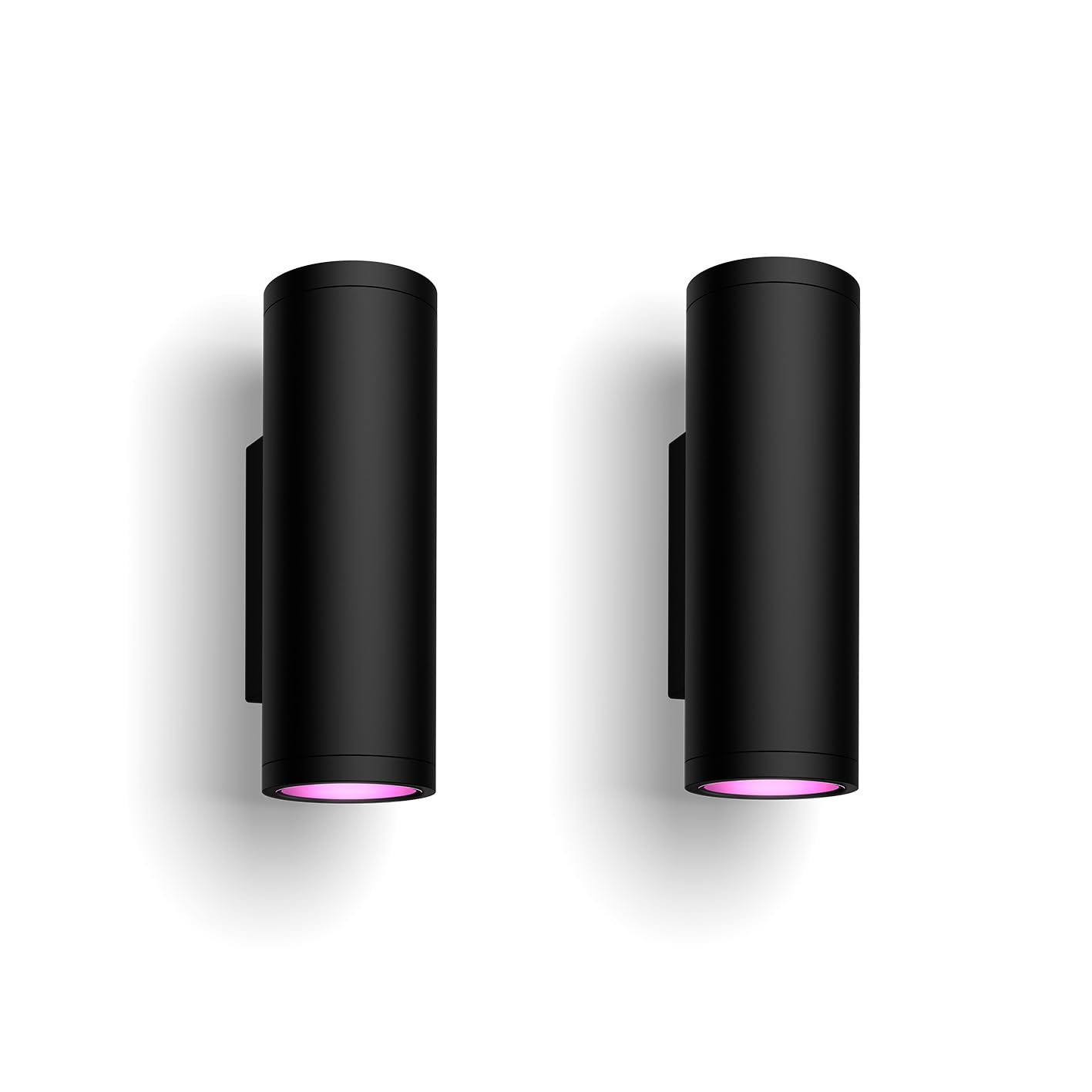 Philips Hue White & Color Ambiance Appear Outdoor wall Light (1,180 lm), 2-Pack, dimmable wall Light for the Hue Lighting System with 16 Million Colours, smart Light Control via Voice or app, Black