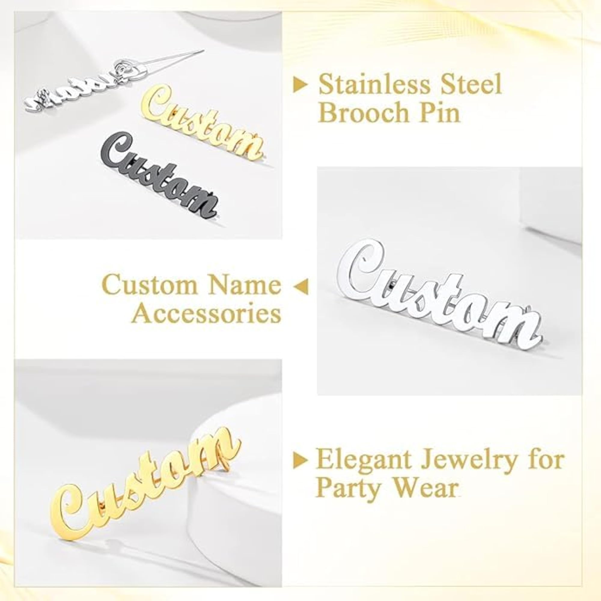 Personalized Name Brooch Pin for Men & Women, Custom Jewelry Gift