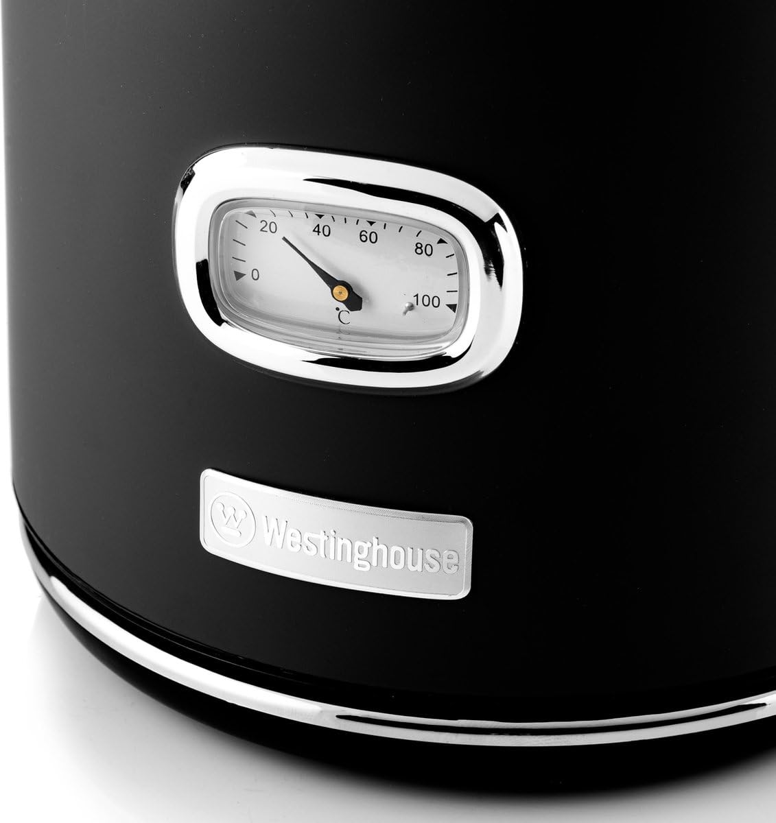 Westinghouse Lighting WKWKH148BK - Hervidor de agua con indicador de temperatura y nivel de agua, con filtro de cal y protección contra sobrecalentamiento, 1,7 litros, color negro