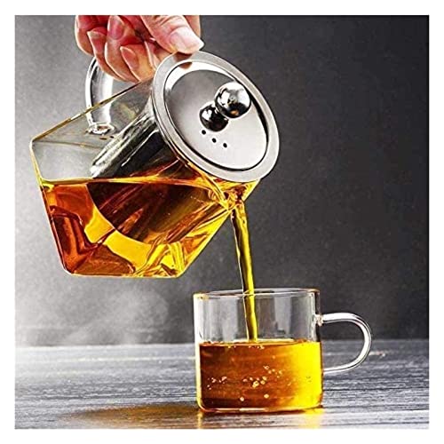 Tetera de vidrio de 550ml con infusor de té cuadrado resistente al calor 3
